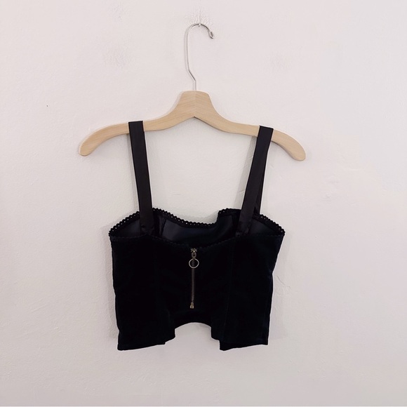 Urban Outfitters Velvet Crop Top Corset Tank Black - Picture 3 of 7